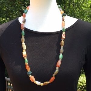Necklace, Vintage, polished stones, 32”